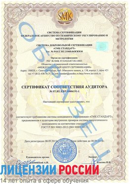 Образец сертификата соответствия аудитора №ST.RU.EXP.00006191-1 Губкин Сертификат ISO 50001